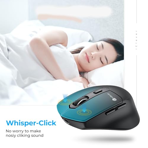 iClever MD360 Bluetooth Mouse for Laptop, Multi-Device Wireless Mouse (Bluetooth & 2.4G) with Mouse Jiggler, Rechargeable, 4 DPI Adjustable, 6 Buttons, Ergonomic, Compatible with Windows, macOS, iPad