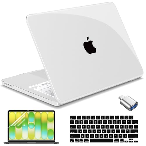 Compatible with MacBook Neo 13 inch Case 2026, Plastic Hard Shell Case & Keyboard Cover & Screen Protector & USB C to USB 3.0 Adapter, Crystal Clear - color: Crystal Clear