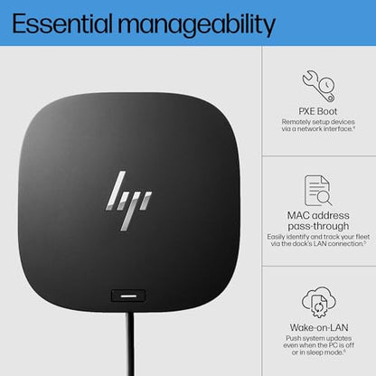 HP USB-C Dock G5-11-in-1 Adapter for Both USB-C and Thunderbolt-Enabled Laptops, PCs, & Notebooks - for Charging, Networking, or Data Transfers - Great for Secure & Remote Management,Black - style: G5