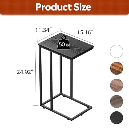 WLIVE Black Side Table,C Shaped End Table for Bedroom, Home Office, Dorm, Living Room Couch Tables, C Shaped TV Tray Table, 2-Tier Side Tables - color: Relief Black