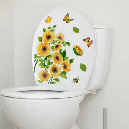 5Sheets Fall Thanksgiving Toilet Stickers Self-Adhesive Toilet Lid Stickers Bathroom Wall Sticker Decor Decal - color: Style-m