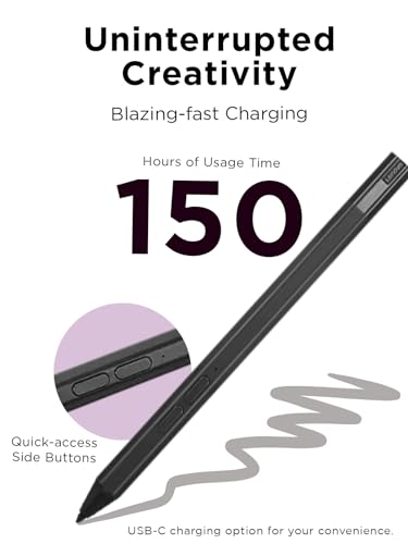 Lenovo Precision Pen 2 (Laptop) – USB-C Charging – Tilt Recognition – Pen is Only Compatible with Certain Devices, Iron Grey - style: Precision Pen 2