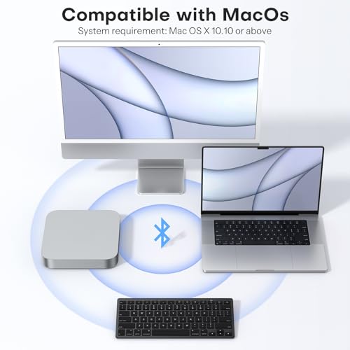 OMOTON Bluetooth Keyboard Compatible with Mac, Compact Wireless Keyboard Compatible with MacBook Pro/Air, iMac, Mac mini/Pro Laptop and PC, Dark Black - color: Dark Black