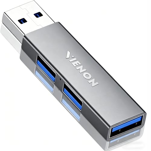 USB 3.0 Hub, VIENON Aluminium 3-Port USB Hub USB Splitter USB Expander for Laptop, Xbox, Flash Drive, HDD, Console, Printer, Camera,Keyborad, Mouse (Grey) - color: Grey