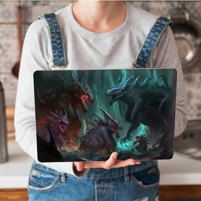 Universal Laptop Skin Sticker with 2 Wrist Pad Skins, Waterproof Scratch Resistant Vinyl Laptop Cover Decal, Cut to Fit for 11–15.6 Inch MacBook HP Dell Lenovo, Fierce Dragon - color: Fierce Dragon