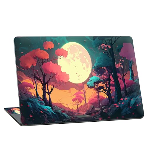 Universal Laptop Skin Sticker with 2 Wrist Pad Skins, Waterproof Scratch Resistant Vinyl Laptop Cover Decal, Cut to Fit for 11–15.6 Inch MacBook HP Dell Lenovo, Full Moon Forest - color: Full Moon Forest