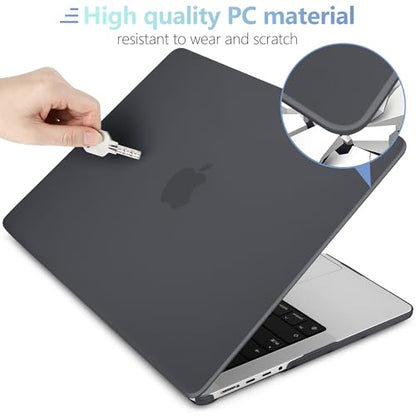 MEEgoodo for M5 MacBook Pro 16 inch Case 2026 2024 2023 2021 (Fit Model A3429/A3428/A3403/A3186/A2991/A2780/A2485) M5 M4 M3 M2 M1 Pro/Max, Laptop Case with Keyboard & Webcam Cover, Matte Black - color: Matte Black
