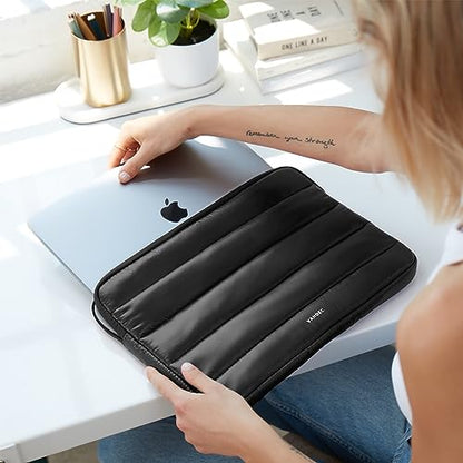Vandel The Original Puffy Laptop Sleeve 13-14 Inch, Laptop Sleeve for Women | Protective Carrying Case Cover for MacBook Pro 14 in, MacBook Air 13 Inch, iPad Pro 12.9, Dell, Asus, HP - color: e. Shiny Black