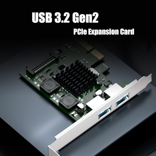 U3142A 2-Port 10Gb PCIe USB Expansion Card, 2 USB-A Ports (USB 3.2 Gen 2), PCIE X4 Interface, Compatible with Windows/Linux/macOS