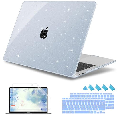 May Chen Compatible with MacBook Air 13 inch Case 2021 2020 2019 2018 Release Model: M1 A2337 A2179 A1932, Plastic Hard Shell Case for Ma Air 13 inch with Retina Display Fits Touch ID, Blue Glitter - color: Blue Glitter