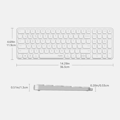 Rapoo E9350L Multi-Device Wireless Keyboard, Blade-Series E9350L 99-Key Ultra-Thin Keyboard, Support 4 Devices, Low-Profile, Quiet, USB-C, Rechargeable, Al-Alloy Frame, for Windows/Mac/Linux/Chrome - color: White