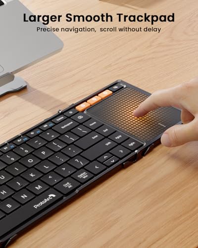 ProtoArc XK01 TP Foldable Keyboard with Touchpad, 0.65 in Keycaps, Black | Multi-touch Trackpad, 88-key, Full Shortcut Row, 3-device Bluetooth 5.1 Switching, USB-C Charging for Mobile Productivity - color: Black