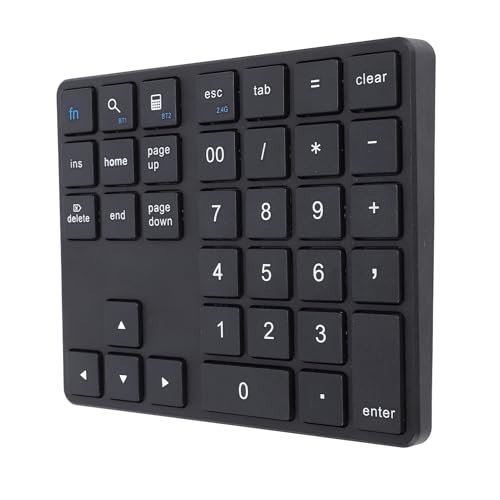 Gugxiom Bluetooth Number Pad, 2.4G Numeric Keypad Numpad, 35 Keys, Rechargeable Financial Accounting Numeric Pad for Laptop Desktop PC (Black)