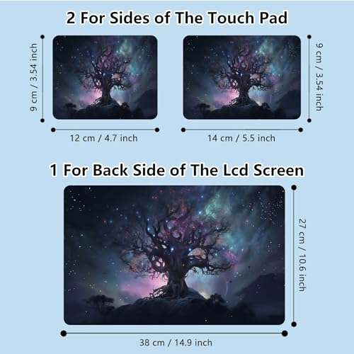 Universal Laptop Skin Sticker with 2 Wrist Pad Skins, Waterproof Scratch Resistant Vinyl Laptop Cover Decal, Cut to Fit for 11–15.6 Inch MacBook HP Dell Lenovo, Art Glitter Tree - color: Art Glitter Tree