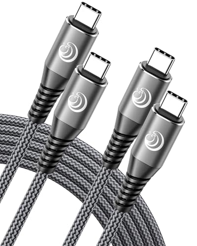 USBC to USBC 100W [6ft/2 Pack] USB C to USB C Fast Charging Cable Braided C to C Charger Cord 5A for MacBook Pro/Air, iPhone 15 Pro Max Plus,iPad Pro,Samsung Galaxy S24 Ultra S23,Pixel,PS5,Switch - color: Grey, size: 6ft+6ft