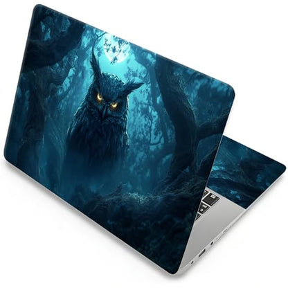 Universal Laptop Skin, DIY Cut-to-Fit Vinyl Cover Compatible with HP, Dell, Lenovo, Mac (13.3" to 15.6"), Anti-Scratch, No Residue & Bubble-Free Protective Decal Sticker, Dark Owl Glowing Eyes - color: Dark Owl Glowing Eyes