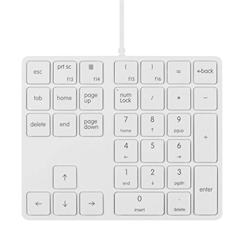 Merdia Numeric Keypads Wired Numpad 34 Keys External Mini Slim Keyboard Magic Force for Financial Cashier Securities-White | Laptop Accessories | Num Pad | Number keypad for Laptop | Work Keyboard - color: White