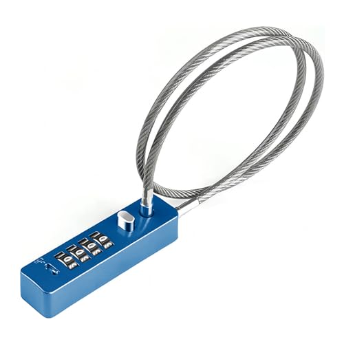 Gate Locks for Outdoor Fence, 23-3/5 Inches Braided Steel Locking Cable with 4 Digit Combination Lock， Wide Use for Fence Gate, Small Bike, Ski(Blue) - color: Blue, size: 904T-23.6"
