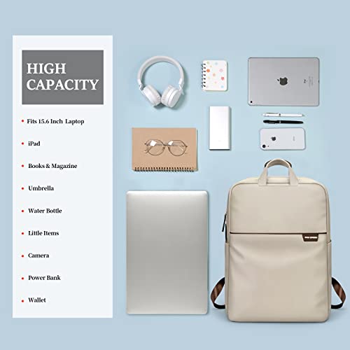 GOLF SUPAGS Travel Laptop Backpack for Women Anti Theft Slim Durable College Bookbag Business Computer Bag Fit 15.6Inch Notebook (Apricot, 15.6Inch) - color: Apricot, size: 15.6 Inch