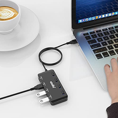 USB Hub, 4-Port USB 3.0 Hub Splitter with 2 ft Extended Cable, Ultra Slim Data USB Extender with Individual Power Switches and LED - size: 2 FT