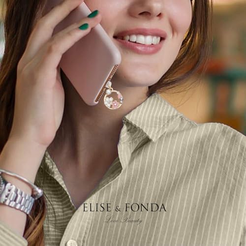 ELISE & FONDA CP85 USB Charging Port Anti Dust Plug Little Cherry Blossom Garland Pendant Phone Charm for iPhone 12/11/ XS MAX/XR/X/8 Plus/7/6S/7/SE iPad iPod（Pink）