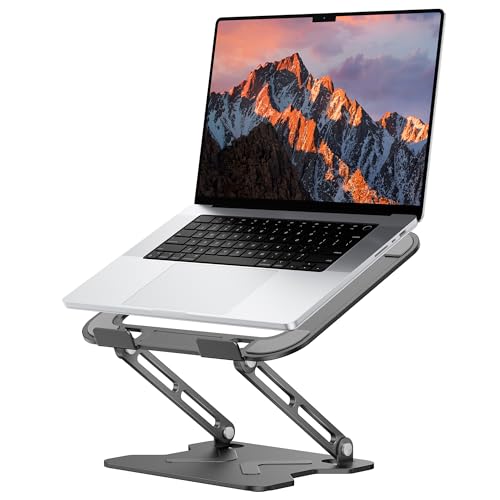 JCZT Adjustable Laptop Stand for Desk, Metal Foldable Laptop Riser, Portable Laptop Holder Mount, Ventilated Cooling Notebook Stand for MacBook Air Pro, All 10-16'' Notebooks Laptops Black - color: Black