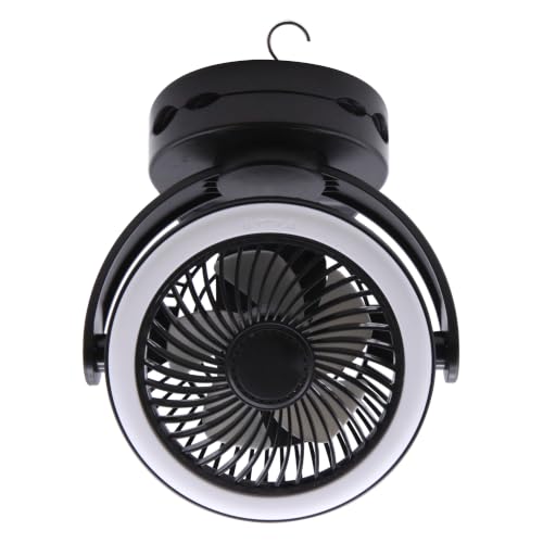 Rechargeable RV Cooling Fan Light, 4-Speed Portable Desk Fan, Dia: 5.5inch, Rotatable Clip-On & Wall-Mount Fan for Home Office RV Travel, 5000mAh Battery - color: Black