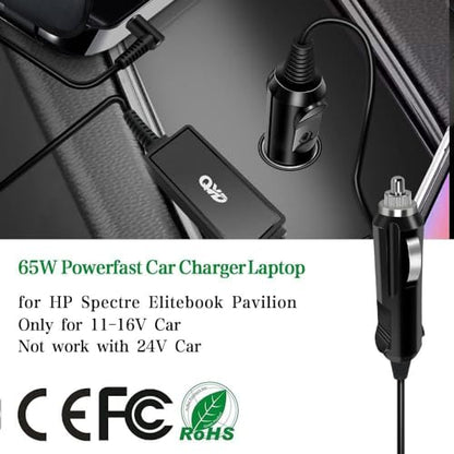 65W Car Charger for HP Laptop ProBook EliteBook | Compatible with HP ProBook 470 G5 640 G1 X360 15T 15-ay039wm 15-ba009dx 15-bs020WM 17-bs061st EliteBook 840 850 G3 15-as014wm