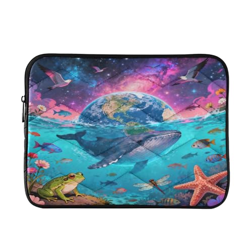 Earth and Marine 13” Quilted Laptop Sleeve Case Soft Notebook Protector Bag Computer Carrying Case - color: earth and marine, size: Medium