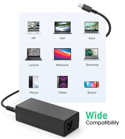 SLE-TECH 45W USB C Laptop Charger Compatible with HP Chromebook 14 14A G5 11 11A G6 G7 G8 EE R13 X360 14-ca051wm ca052wm ca091wm ca061dx 11-ae051wm ae001tu ae027nr 12-c012dx