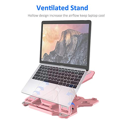 Ergonomic Adjustable Laptop Stand Riser, Portable Notebook Holder Mount for MacBook, Dell, Thinkpad & More 10-15.6" - Pink