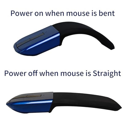 Bluetooth Arc Touch Travel Mouse Foldable Slim and Portable Mini Wireless Computer Mouse Folding Optical Mice for Microsoft Laptop Notebook Tablet - Black & Blue - color: Bluetooth-Blue