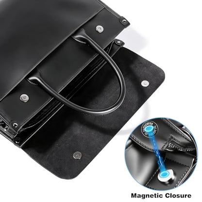 Laptop Briefcases Bag for Men - Vegan Leather Messenger Satchel Office Bags for Men with Shoulder Strap