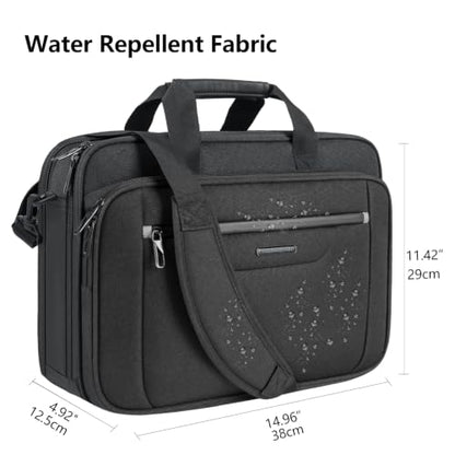 VANKEAN Laptop Briefcase Fits 15.6"-16" Laptop Slim Expandable Shoulder Bag | Multi Functional Compartment,Padded Shoulder Strap,Convenient Luggage Strap,Water-Repellent Fabric,Padded Laptop Compartment - color: Black-grey, size: 15.6"