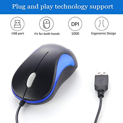 Laptop Mouse, Mini USB Wired Optical Mouse Portable for Children Student Teenager Notebook, MacBook,Desktop - Blue by SOONGO - color: Deepblue