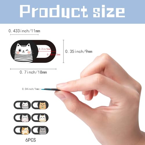 6Pcs 6 Styles Cat Camera Cover Slide Webcam Privacy Cover Cute Animal Design Ultra-Slim Camera Blocker for Laptop Desktop Computer Tablet Phone Notebook Mini PC Accessories Home Office Use - color: Cat-1