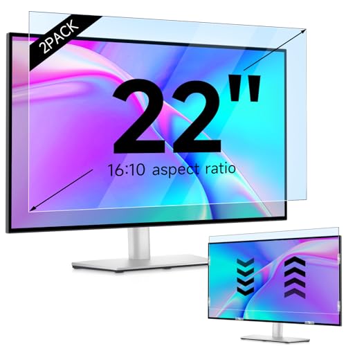 IPROKKO 2 Pack 22 inch Anti-Blue Light Monitor Screen Protector for 16:10 Widescreen, Removable Anti Glare Blue Light Blocking Screen Filter, Anti-UV Eye Protection PC Computer Film [Washable Wipes Clean] - size: 2pcs 22inch 16:10