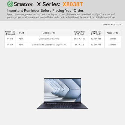 Smatree Hard EVA Protective Sleeve Case Compatible for 14 inch ASUS Zenbook 14 UM3406/A14 UX3407, for 14inch ExpertBook B9 OLED B9403 Notebook Bag (X8038) | Compatible for 14 inch ASUS Zenbook 14 UM3406/A14 UX3407, for 14inch ExpertBook B9 OLED B9403 Note