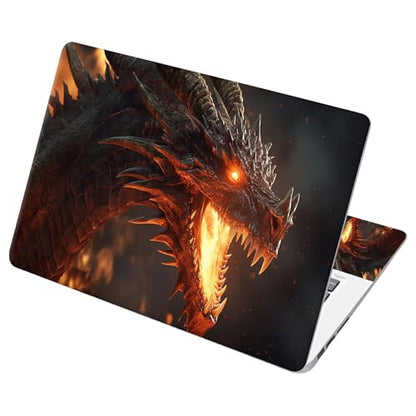 Universal Laptop Skin Sticker with 2 Wrist Pad Decals, 3-Piece Removable Vinyl Laptop Cover, Fiery Dragon Waterproof Anti-Scratch, Easy-Trim Fit for 13.3" 14" 15.6" Laptops - color: Fiery Dragon