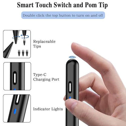Stylus Pen for Android Tablet, Tablet Pencil for iOS/Android,Rechargeable Active Stylus Pen for Switch/iPhone/Samsung/XiaoMi/Huawei/Vivo/Lenovo and Other Android Smartphones and Tablets-Black - color: Black