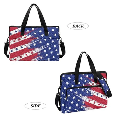 Laptop Sleeve, Laptop Cover with Adjustable Strap Computer Bag Tablet Notebook Sleeves Handbag Messenger Briefcase - color: American Flag Print01