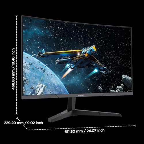 KOORUI 27 Inch Curved Gaming Monitor 180Hz FHD 1080P, 1500R VA Display | Adaptive Sync, 3000:1 Contrast, 90% DCI-P3, Eye Care, HDMI×2 and DP, VESA Compatible, FPS & Console Gaming, Bedroom Setup - size: 27inch 180Hz/FHD/Curved