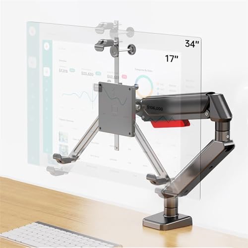 Monitor Stand Single Monitor Mount Arm with Mounting Adaptor Brackets, Fit Max 32”Screens Without Mounting Holes, Adjustable Gas Spring Single Monitor Desk Mount Monitor Stand Desk arm