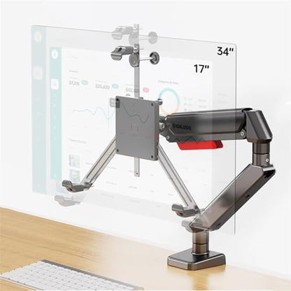 Monitor Stand Single Monitor Mount Arm with Mounting Adaptor Brackets, Fit Max 32”Screens Without Mounting Holes, Adjustable Gas Spring Single Monitor Desk Mount Monitor Stand Desk arm