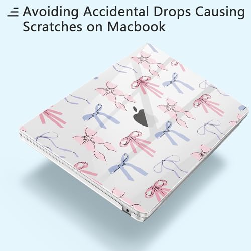 for New MacBook Pro 14 inch Case 2026 2025 M5 2024 M4 2023 Release– Aesthetic Floral Design Ultra Thin Clear Laptop Shell 6-in-1 Bundle with TPU Keyboard Cover & OTG Adapters, Pink Bow - color: Pink bow