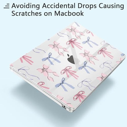 for New MacBook Pro 14 inch Case 2026 2025 M5 2024 M4 2023 Release– Aesthetic Floral Design Ultra Thin Clear Laptop Shell 6-in-1 Bundle with TPU Keyboard Cover & OTG Adapters, Pink Bow - color: Pink bow