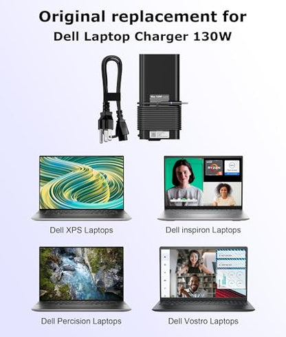 130W 4.5mm Round Tip AC Adapter Laptop Charger Replacement for Dell XPS 15 7590 9530 9550 9560 9570 Precision 5510 5520 5530 5540 M3800 0V363H HA130PM130 DA130PM130 06TTY6 0RN7NW Power Supply Cord - size: KT60W759070B3