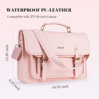 MOSISO 3 in 1 Laptop Bag, 15.6 inch PU Leather Shoulder Bag | Briefcase Messenger Satchel Laptop Backpack, 15-16 inch Computer Bags Handbag Bookbag, Pink - color: Pink, size: 15.6 inch