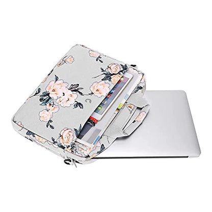 MOSISO Laptop Shoulder Bag for Women, 13-14 inch Computer Bag | Compatible with MacBook Neo 13/ Air 13/13.6/ Pro 13/14, 13.3 inch Camellia Sleeve with Adjustable Depth at Bottom, Grey - color: Grey, size: 13.3 inch