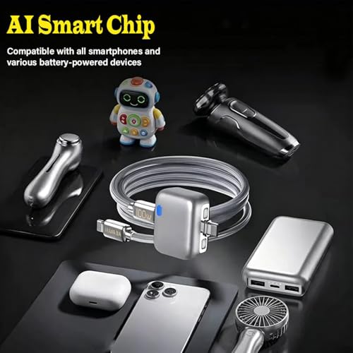 2026 Fast 140W Charger with AI Smart Auto Power-Off, Smart Auto Stop Charging Adapter for USB C Cable Phone Laptop, Stop Charge Smart Charger Protector for Overnight Charging, Overcharge Prevention